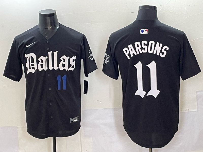 Men 2025 Nike Dallas Cowboys #11 Parsons Black 5th generation Joint Name Limited NFL Jersey 09